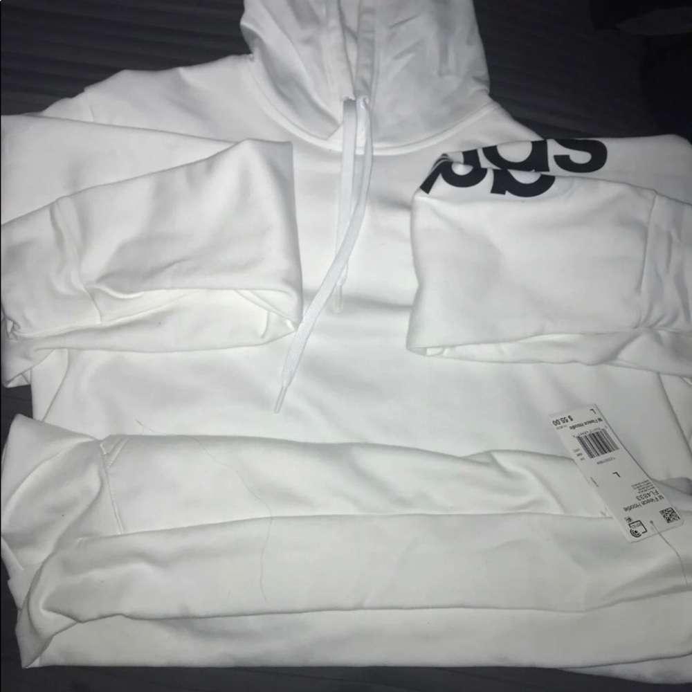 White Adidas Fleece Hoodie